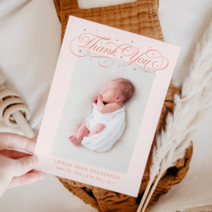 Elegant Tack Calligraphy Peach Birth Meddelande