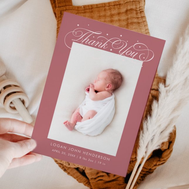 Elegant Tack Calligraphy Rosa Birth Meddelande (Skapare uppladdad)