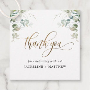 Elegant Tack Eucalyptus Greenery Favor Gåvor Etiketter