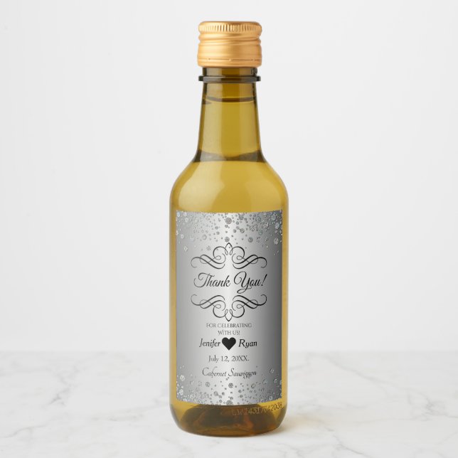 Elegant Tack för etiketten Mini Vin Flaska Vinetikett (Framsida)