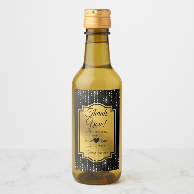Elegant Tack för etiketten Mini Vin Flaska Vinetikett (Framsida)
