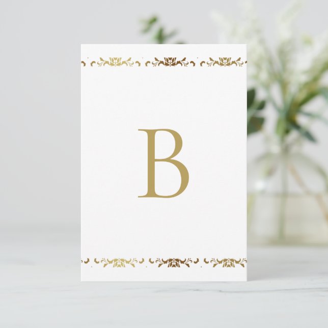 Elegant Tack för guld-monogram-skada Kort (Stående Fram)