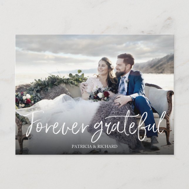Elegant tack foto för bröllop tack vykort (Framsida)