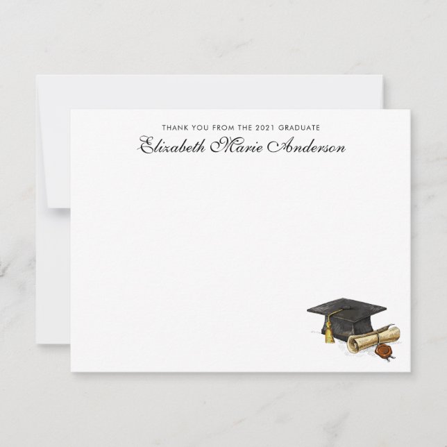 Elegant Tack från Student Cap Studenten Anteckningskort (Framsida)