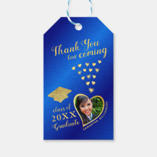Elegant Tack Grad Photo Blue 2025 Studenten Presentetikett