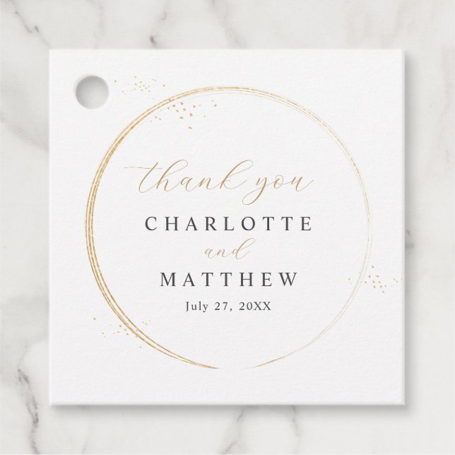 Elegant Tack Guld Bröllop Gåvor Etiketter (Framsida)