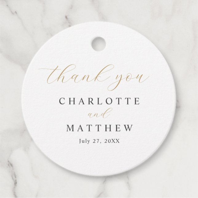Elegant Tack Guld Bröllop Gåvor Etiketter (Framsida)
