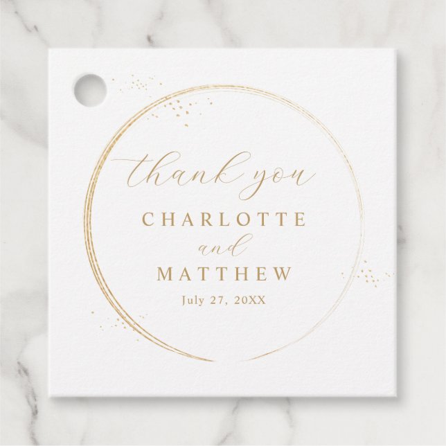 Elegant Tack Guld Bröllop Gåvor Etiketter (Framsida)