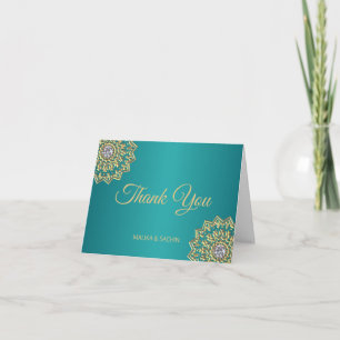 Elegant TACK Indian Mandala Teal Blue bröllop Kort