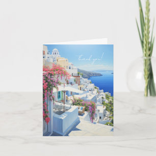 Elegant ”Tack”-kort med vy över Santorini Inbjudan
