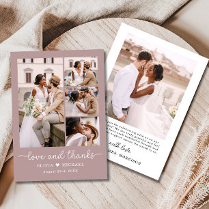 Elegant Tack Mauve Fem Photo Collage Bröllop Kort
