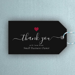 Elegant Tack Modern Script Red Heart Business Presentetikett