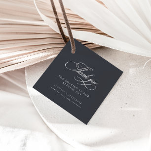 Elegant Tack Mörk Grått Wedding Favors Märkre Gåvor Etiketter