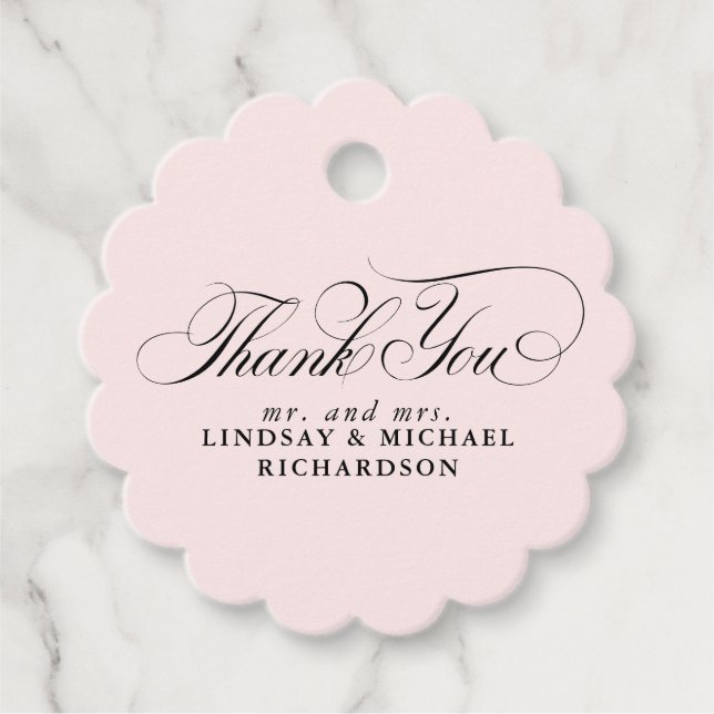 Elegant Tack Rosa Bröllop Gåvor Etiketter (Framsida)