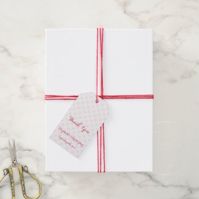 Elegant Tack Rosa Hearts-favorittillägg för bröllo Presentetikett (Med Snöre)