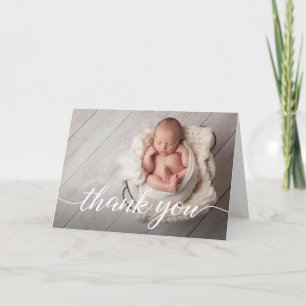 Elegant Tack Script Anpassningsbar Foto Baby Showe Kort