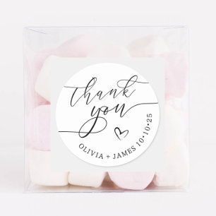 Elegant Tack Script Heart Wedding Favor Runt Klistermärke