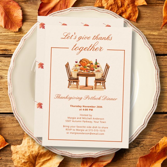 Elegant tack till Thanksgiving middag inbjudan (Skapare uppladdad)