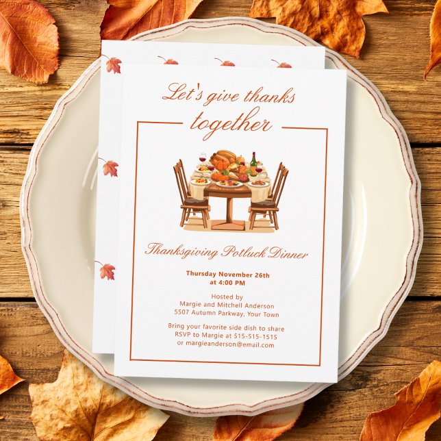 Elegant tack till Thanksgiving middag-inbjudan Inbjudningar (Skapare uppladdad)