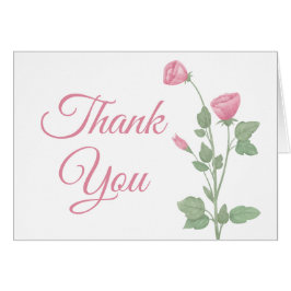 Elegant Tack Vattenfärgsfärgning Rosa Blommigt Brö OBS Kort