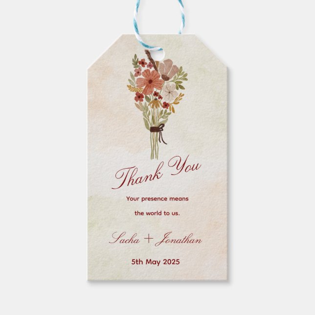 Elegant tackkort för bröllop presentetikett (Framsidan)