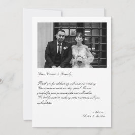 Elegant tackkort för bröllopsfoto med notering tack kort