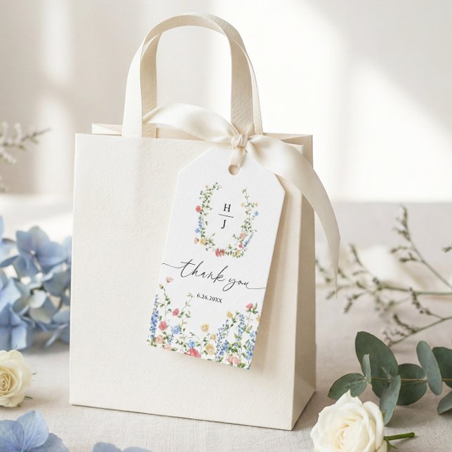 Elegant tacksamhetsetikett för vildblommabröllop presentetikett (Skapare uppladdad)