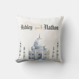 Elegant Taj Mahal Typology Watercolor Bröllop Kudde