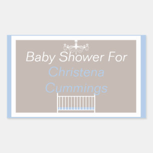 Elegant takkrona baby shower rektangel dekal rektangulärt klistermärke