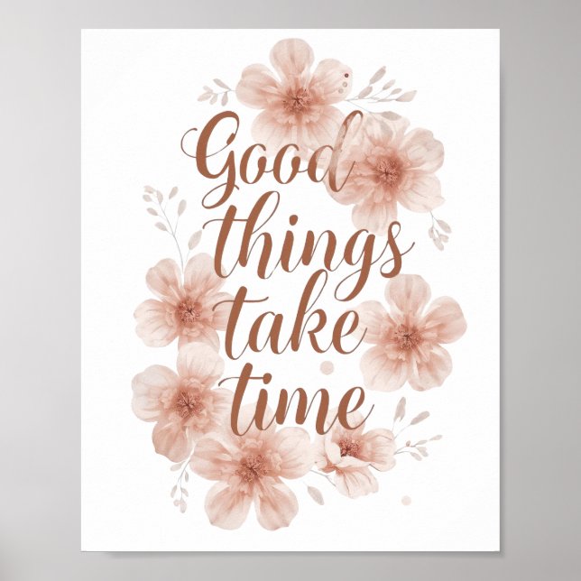 Elegant tålamod och tillväxtcitat poster (Framsidan)