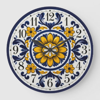 Elegant Talavera-klocka med siffror Stor Klocka