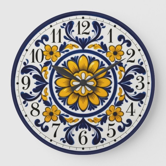 Elegant Talavera-klocka med siffror Stor Klocka (Framsida)