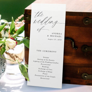 Elegant Tall Bröllopsprogram Romantic Calligraphy Program