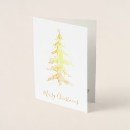 Elegant Tall Guld God jul Träd Photo Real Folierat Kort
