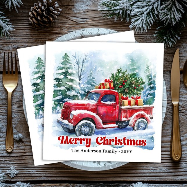Elegant tallriksskydd i furu med röd och grön rutm pappersservett (Bring festive charm to your holiday table with these beautifully designed Christmas napkins featurin)