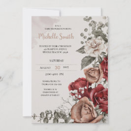Elegant Tan Burgundy Blommigt Baby Shower Inbjudningar