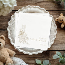 Elegant Tan Chinoiserie Nature Birds Baby Shower