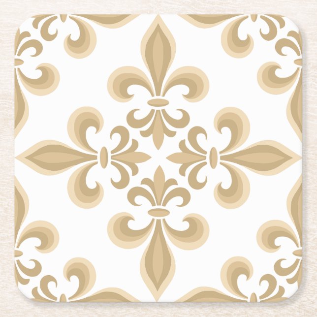 Elegant Tan Damask  Underlägg Papper Kvadrat (Framsidan)