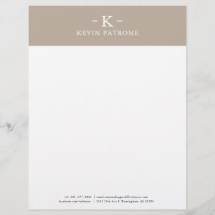 Elegant Tan med vit minimal text Brevhuvud