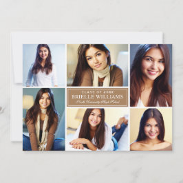 Elegant Tan Photo Collage Studentfest Inbjudningar