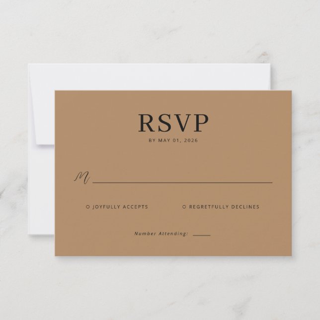 Elegant Tan RSVP Card OSA Kort (Framsida)