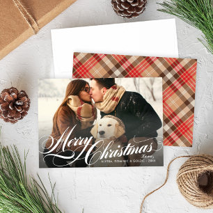 Elegant Tan Tartan Play God jul Photo Julkort