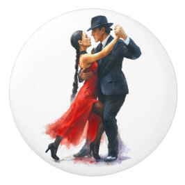 Elegant Tango Dance Couple in Red and Black Knopp