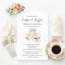 Elegant tårta & kaffe  Födelsedagsfirande Inbjudningar