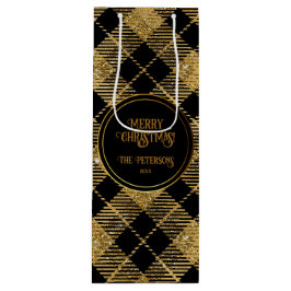 Elegant Tartan Black Guld Glitter