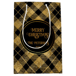 Elegant Tartan Black Guld Glitter