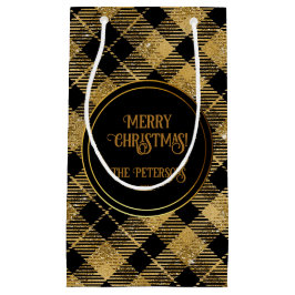 Elegant Tartan Black Guld Glitter