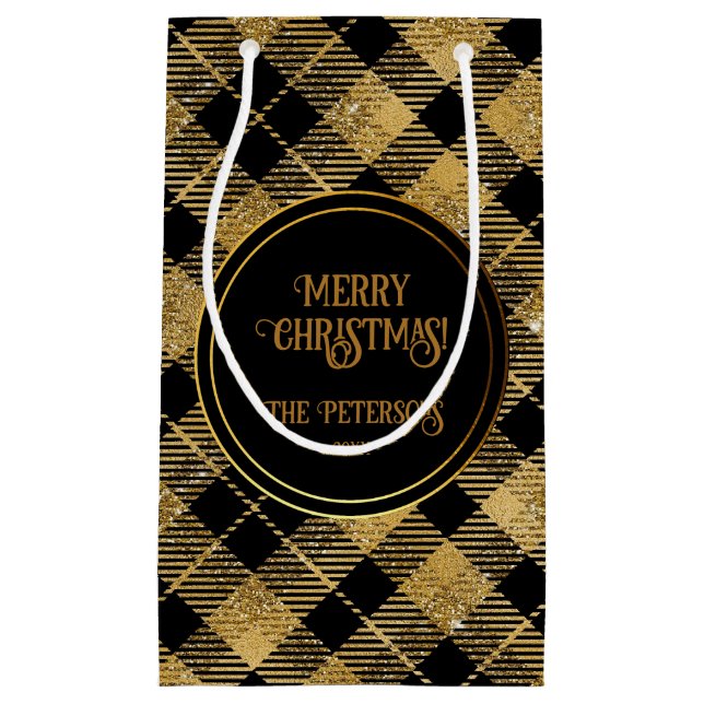 Elegant Tartan Black Guld Glitter (Framsidan)