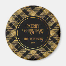 Elegant Tartan Black Guld Glitter