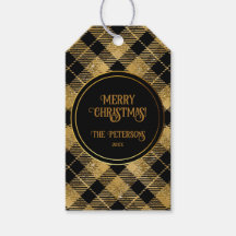 Elegant Tartan Black Guld Glitter
